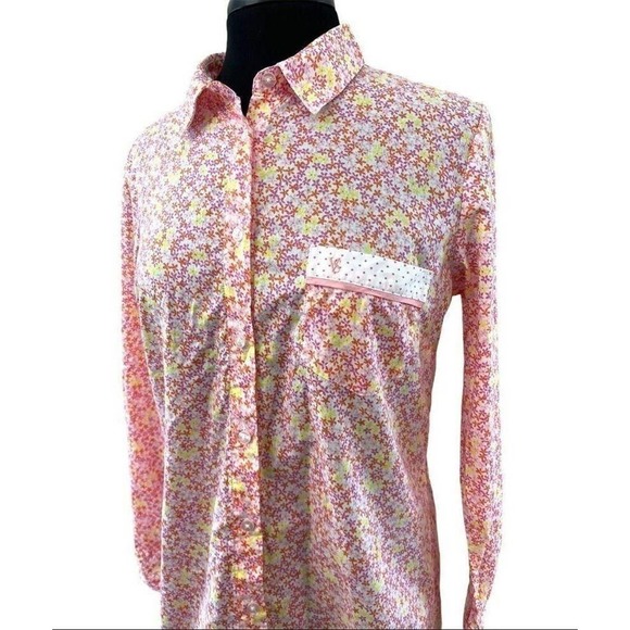 Victorias Secret Night Shirt Womens Medium Pink Floral Cottagecore Sleep Shirt - Picture 9 of 13